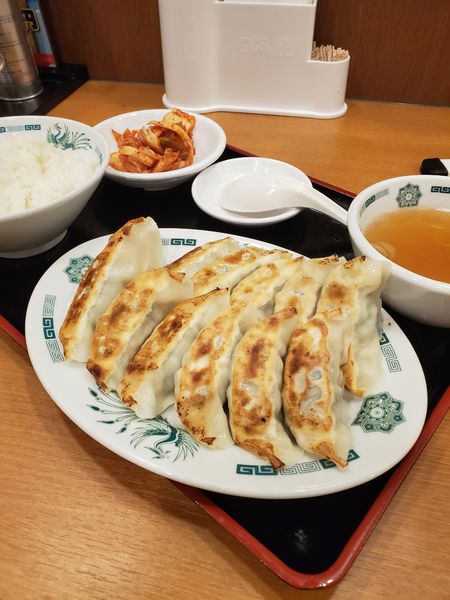 「W餃子定食　キムチ　ご飯小」@日高屋 茅ヶ崎北口店の写真