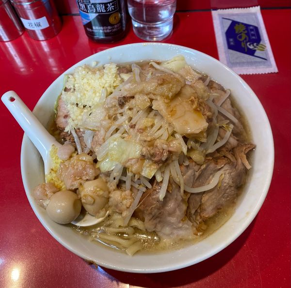 「ラーメン 豚増し ショウガ半分 海苔」@ラーメン二郎 西台駅前店の写真