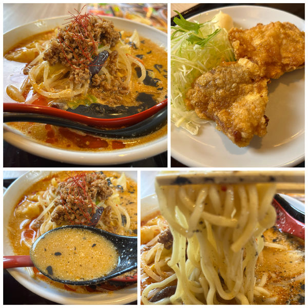 「野菜たっぷり担々タンメン900円唐揚げライスセット250円」@埼玉タンメン 山田太郎 所沢本店の写真