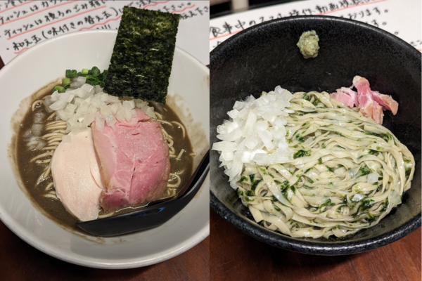 「濃厚蕎麦＋生青のりの平打ち麺の和え玉（限定）」@亀戸煮干中華蕎麦 つきひの写真