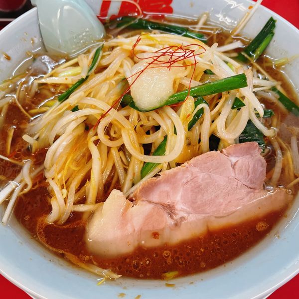 「熟成味噌もやしラーメン 910円　和えネギ」@ラーメン山岡家 大泉店の写真