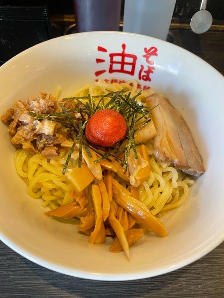 「油そば大盛り+明太子」@東京麺珍亭本舗 西早稲田店の写真