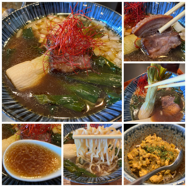 「葉玉ねぎそば 1000円ミニ煮干し粗挽きポークキーマ350円」@Omirukの写真