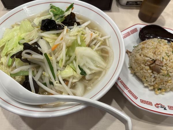 「ランチＢ（タンメン半チャーハン）麺大盛」@天下一 五反田店の写真