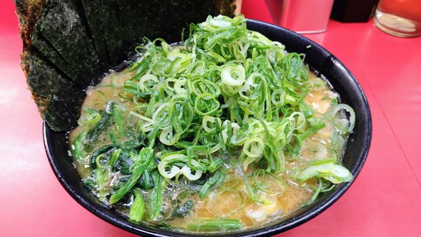 「チャーシューメン(麺硬め・味濃いめ)+海苔・ネギ」@ラーメン杉田家の写真