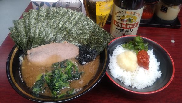 「ラーメン¥800+のりＷ¥100+キリン一番搾り¥500-」@麺家 紫極 大泉学園店の写真