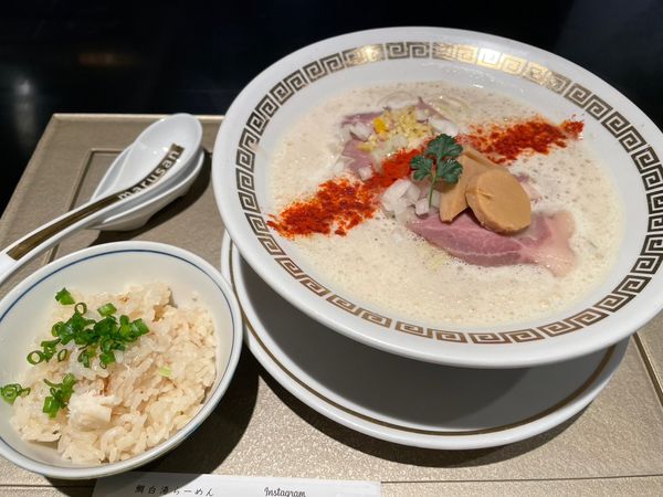 「鯛白湯とろり　鯛めし（小）」@鯛白湯らーめん ○de▽の写真