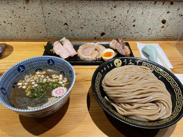 「つけめん（並）＋桃源全種」@中華蕎麦うゑずの写真