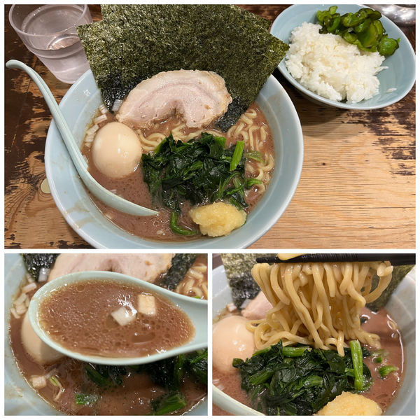 「のり玉ラーメン 850円麺カタメ濃さアブラ普通」@らーめん武道家 口の写真