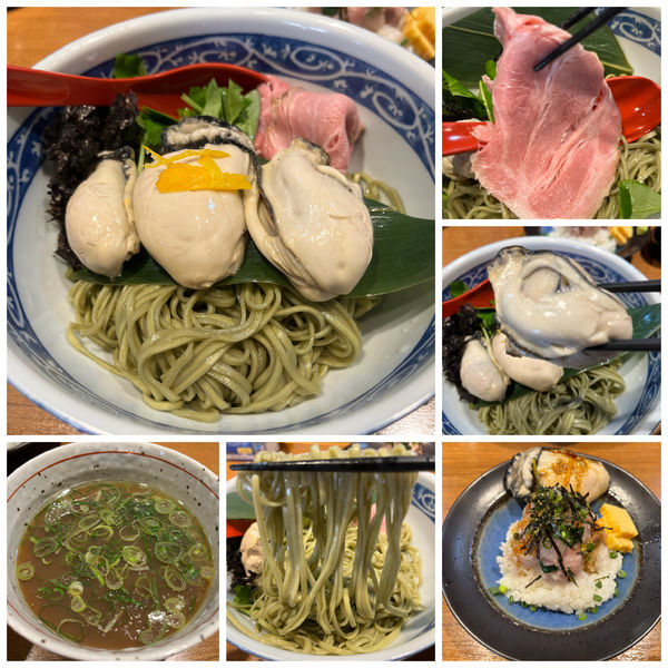 「真牡蠣のつけそば海藻麺 1300円海鮮丼380円」@寿製麺よしかわ 川越店の写真