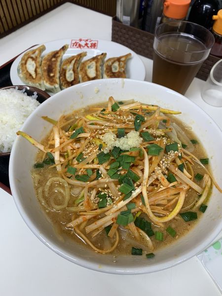 「ネギみそ スタミナ餃子 小ライス」@ラーメンガキ大将 谷田部店の写真