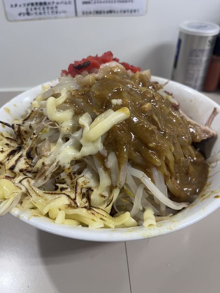 「カレー汁なし　全部乗せ　ニンニク少なめヤサイ」@夢を語れ 山梨の写真