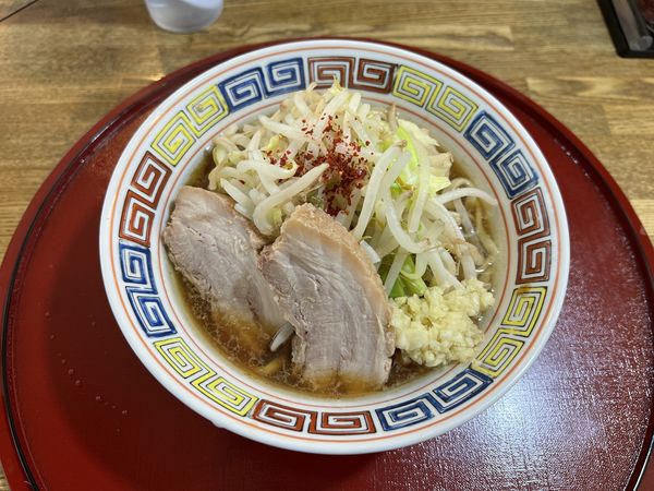 「ミニ（180g・ぶた1枚)[ニンニク少し]850円」@ラーメンめじの写真