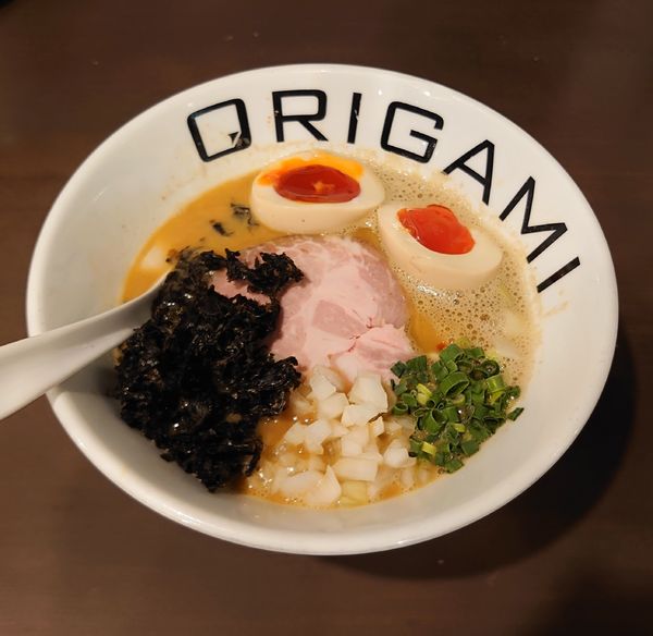 「味玉旨辛濃厚煮干しそば(1000円)」@麺屋 ORIGAMIの写真