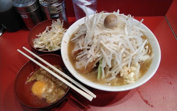 「ラーメン少なめ¥880脂生卵¥60ネギ¥120缶ビール380」@麺屋HEROの写真