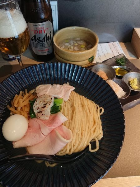 「瓶ビール＋『特製』帆立の昆布水つけ麺 白 【塩】」@Tokyo Style Noodle ほたて日和の写真