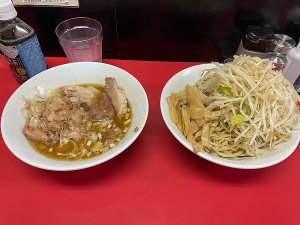 「つけ麺　釜揚げ　野菜マシ　アブラ」@ラーメンハイキックの写真
