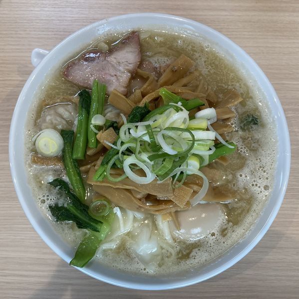 「ワンタンメン(塩)+メンマ+味付玉子」@桜上水 船越の写真