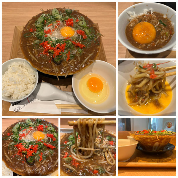 「【百庵】こぼれ味噌餡掛けラーメンライス生卵付セット1500円」@ラーメンWalkerキッチンの写真