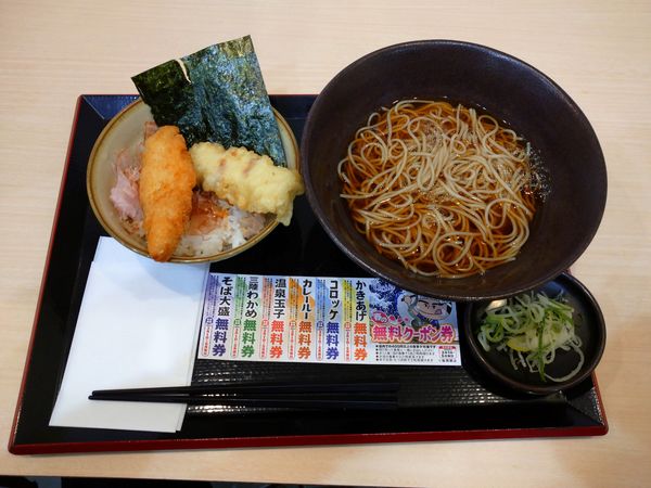 「ミニのり弁セット（550円）」@ゆで太郎 川崎砂子店の写真