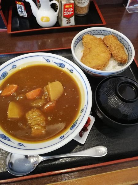 「ミニカレーラーメンとミニタレかつ丼セット」@大衆食堂 正広の写真