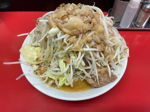 「味噌ラーメン　ニンニク、野菜、アブラ」@ラーメンハイキックの写真
