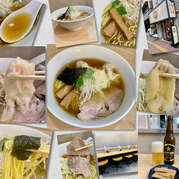 「ビール＋メンマ＋ミックスワンタン麺1180円」@麺や 穂ころびの写真