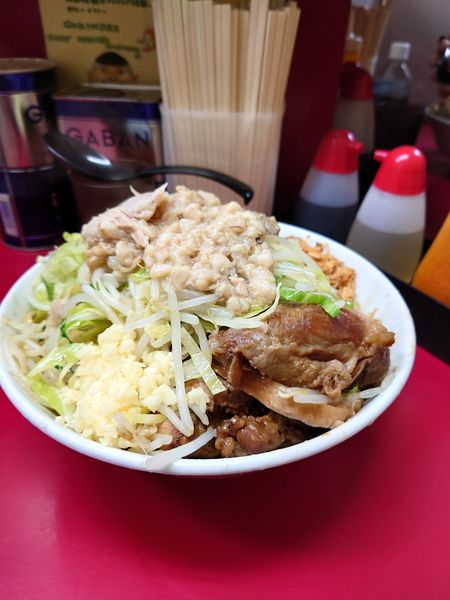 「大豚ねぎ汁なし　ニンニク　アブラ」@ラーメン二郎 中山駅前店の写真