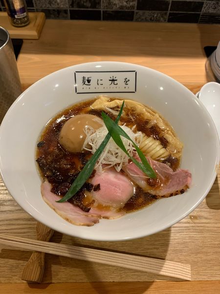 「味玉鴨魚介そば」@麺に光をの写真