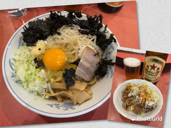 「油そば＋にんにく＋生玉子＋バラ海苔 他」@らーめん 高尾の写真