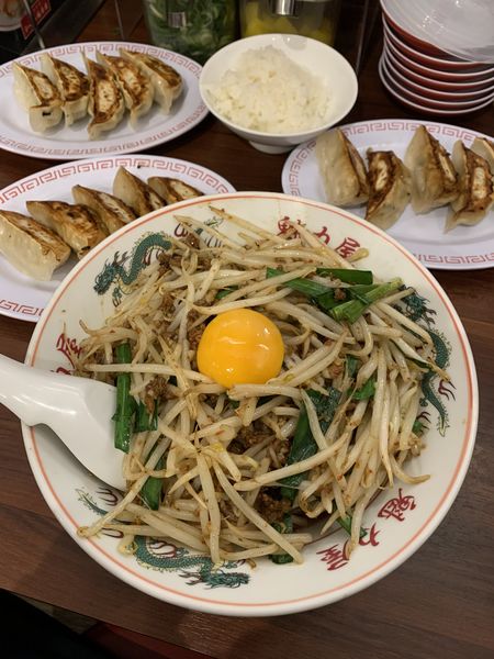 「汁無台湾麺麺W 餃子×3」@ラーメン 魁力屋 練馬インター店の写真