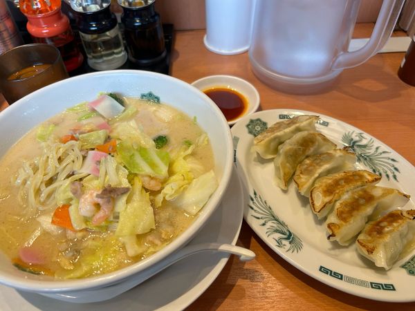 「【期間限定】日高ちゃんぽん、餃子セット910円」@日高屋 土浦西口店の写真