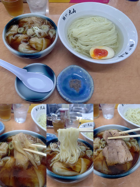 「『昆布水つけ麺 中盛+ワンタン(¥950+200)』」@青竹手打ちラーメン 麺や大山の写真