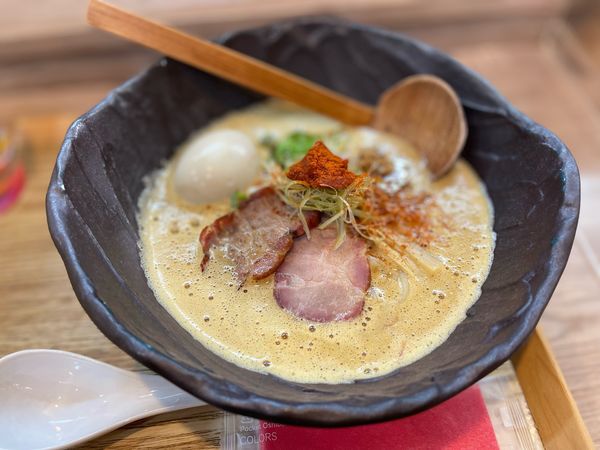 「辛味噌濃厚えびそば+味玉」@えびそば 緋彩の写真