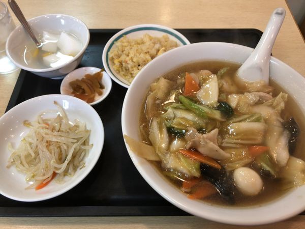 「五目つゆそばと半炒飯」@欣来 四川料理の写真