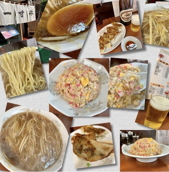 「餃子＆ビール→チャーハン750円＋モヤシソバ850円」@一寸亭の写真