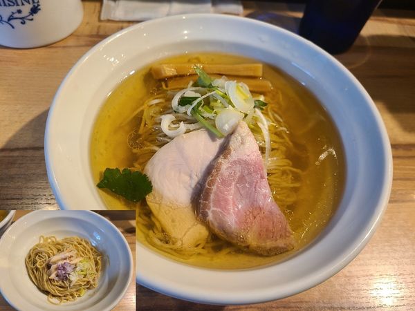 「塩ラーメン+和え玉(煮干し)」@麺屋 彩音 ~Sign~の写真