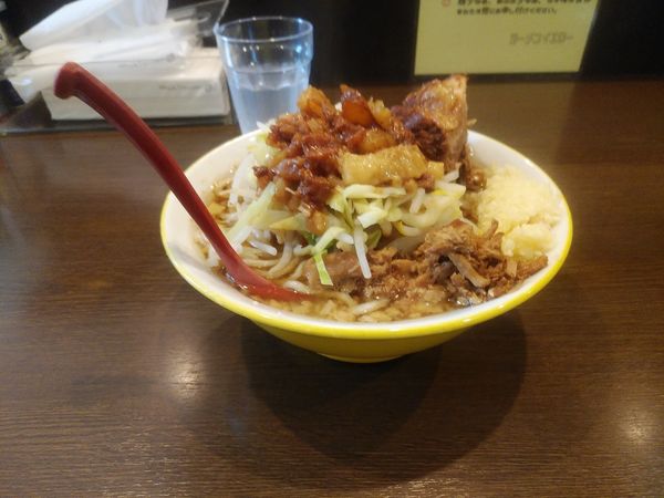 「ラーメン並(麺量並) コール;ヤサイ少なめ ニンニクアブラマシ」@ラーメン イエロー 御徒町店の写真