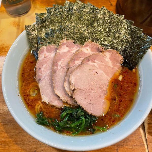 「チャーシュー麺　大辛」@横浜ラーメン 武蔵家 稲田堤店の写真