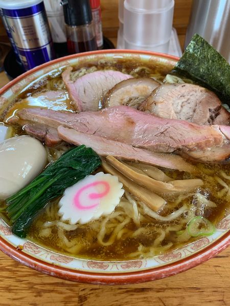 「醤油チャーシューメン特盛り(煮卵)」@手打中華 餐の写真