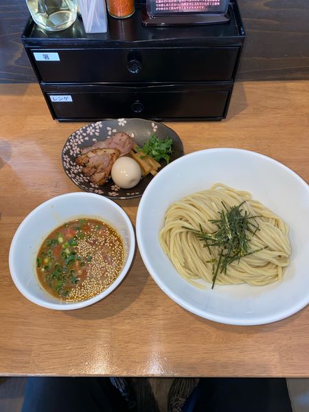 「冷製醤油つけ麺大盛煮玉子¥1,170円(期間限定)」@麺処 湯咲の写真