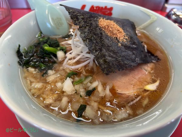 「和節とんこつ醤油ラーメン餃子セット(1200円)全部普通」@山岡家 越谷レイクタウン店の写真