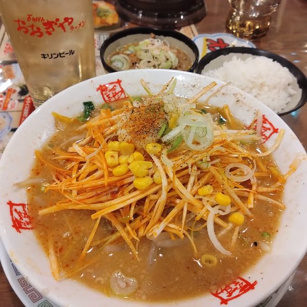 「ネギみそラーメン935円、もつ煮セット280円他」@おおぎやラーメン 深谷店の写真