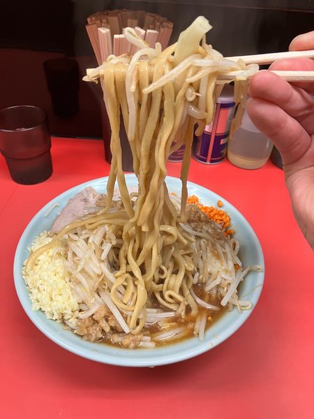 「ラーメン　ニンニクマシアブラマシカラアゲ」@ラーメン悔いなしの写真