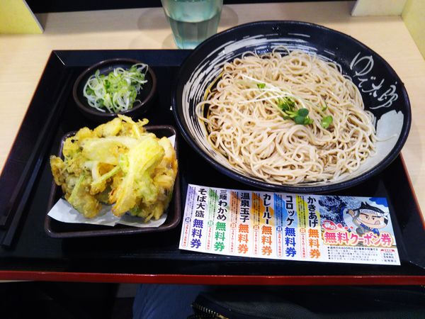 「ギッシリあさりと葱のかきあげそば、大盛（クーポン）」@ゆで太郎 谷田部店の写真