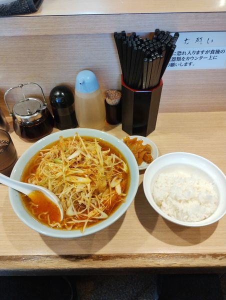 「Ａセット（ネギチャーシューメン+白ご飯+ザーサイ）+麺大盛」@らーめん 田丸の写真