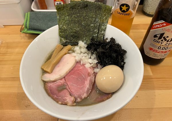 「濃厚煮干らーめん+のり+ノンアル（アサヒ）」@煮干らーめん 川むらの写真