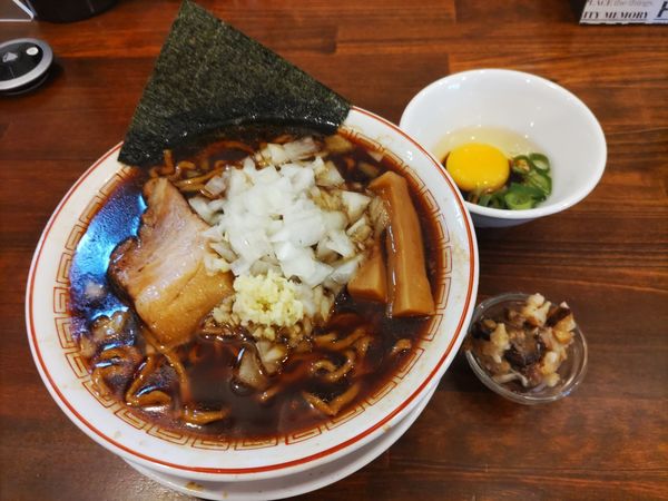 「らーめん+すきやき+しょうが+サービス角切りチャーシュー」@柏 濃麺や 39名の写真