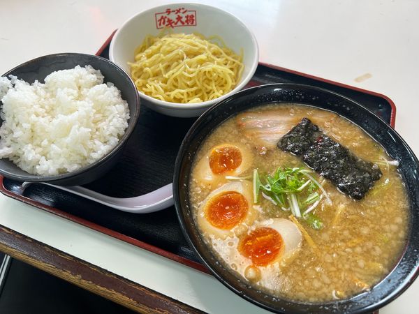 「味玉中華ラーメン替玉ライス」@ラーメンガキ大将 谷田部店の写真
