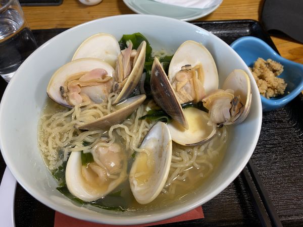 「蛤ラーメン1600円+大盛」@無添加の店 揚江の写真
